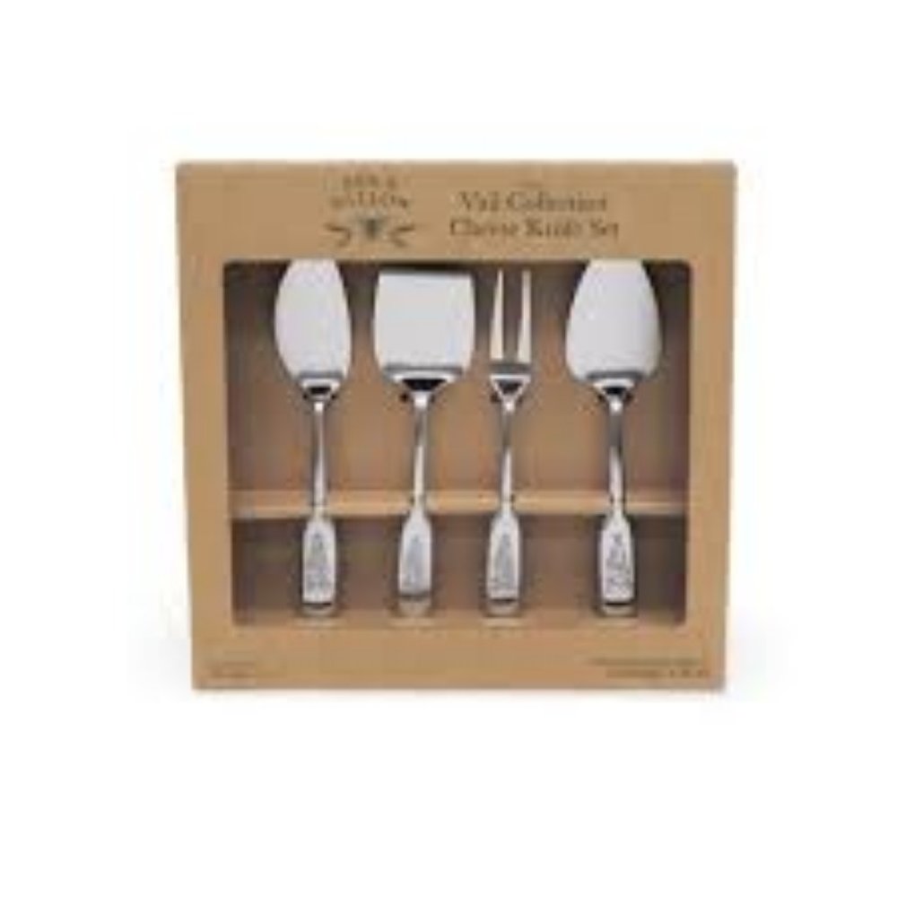 NWT BEE & WILLOW VAIL‎ COLLECTION 4 PIECE STAINLESS STEEL CHEESE KNIFE SET